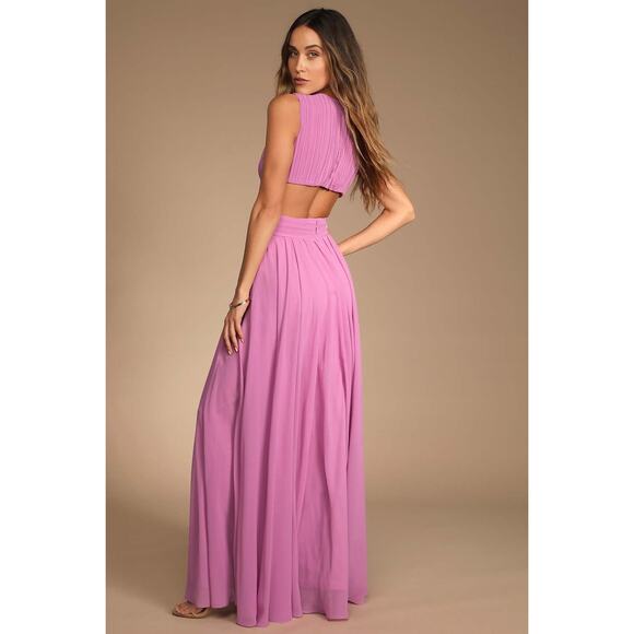 NWT Lulus Vivid Imagination Lilac Cutout Maxi Dress Bridesmaid Wedding Size L - Picture 3 of 8